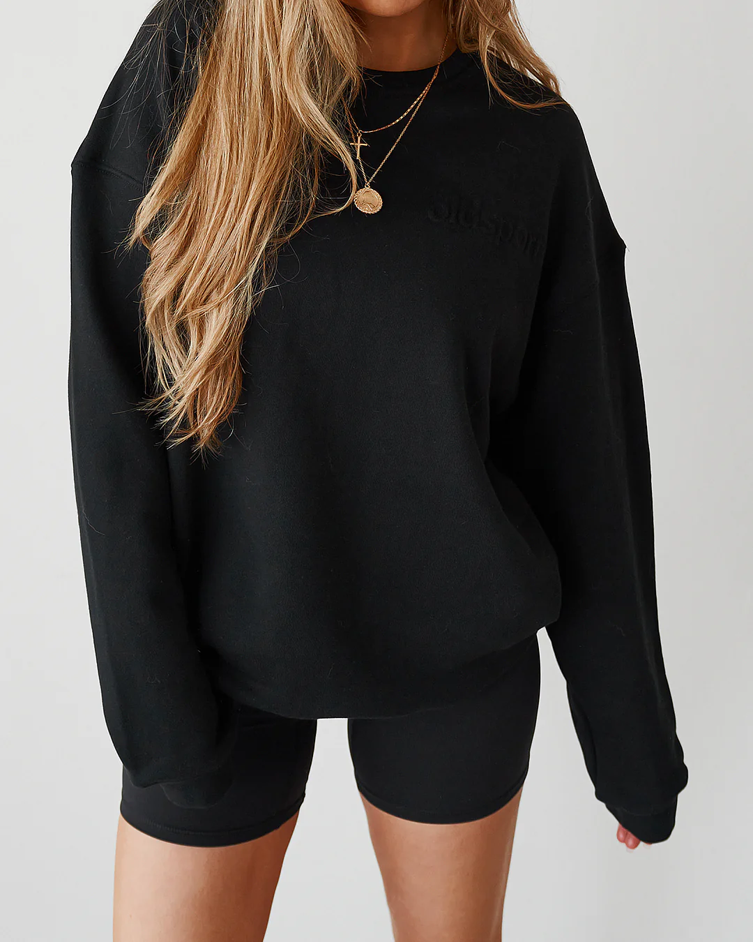 Embossed Crewneck Sweatshirt - Black - Image 4