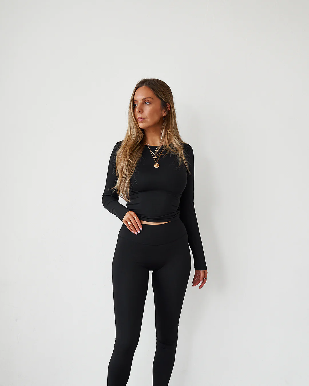 Sports Full Length Leggings - Black - Image 10